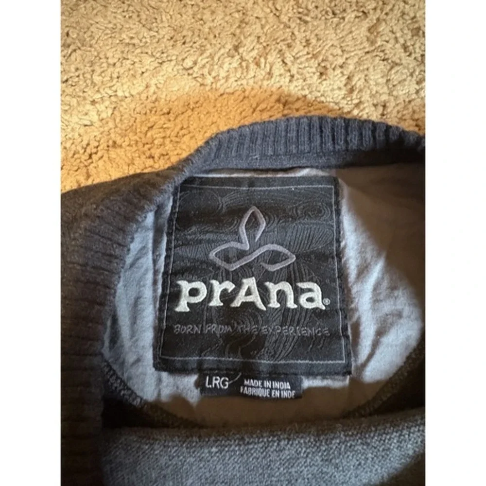 PrAna‎ Sweater Men's Large Gravel/Gray 100% Organic Cotton Pullover Soft Boho
